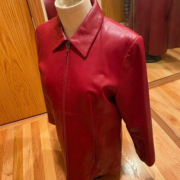 Kenneth Cole Reaction Red Leather Jacket. Large - Picture 4 of 10